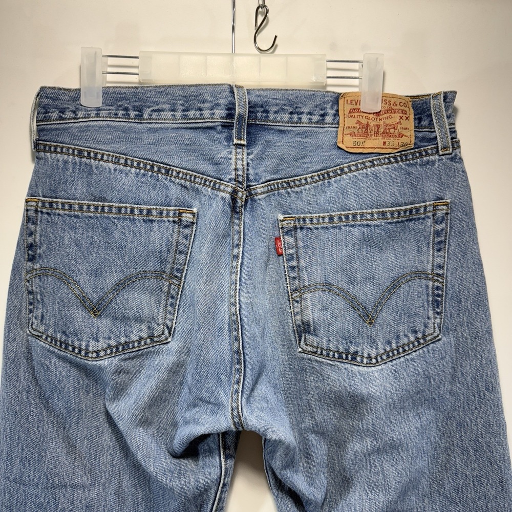 Levi's VTG Jeans Mens 35x30 Fits 33x27 Blue 501 Straight Button Fly 90s - Picture 14 of 16